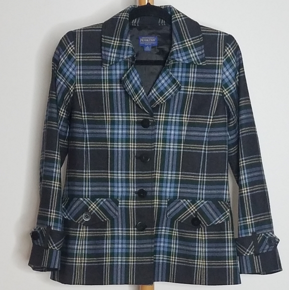 Pendleton 100% Virgin Wool Tartan Plaid Blazer 6P - Picture 1 of 7